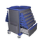 Double Side Medicine Trolley with Drawers,Boxes,Garbage Bin